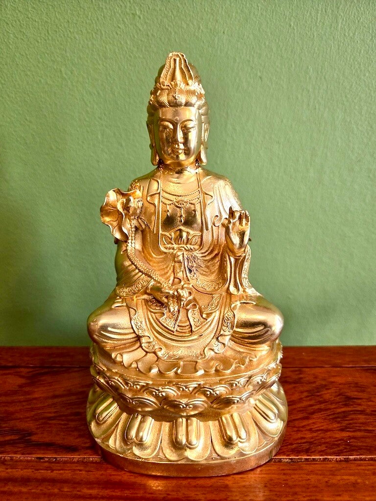 Kwan Yin beeld messing 15 cm