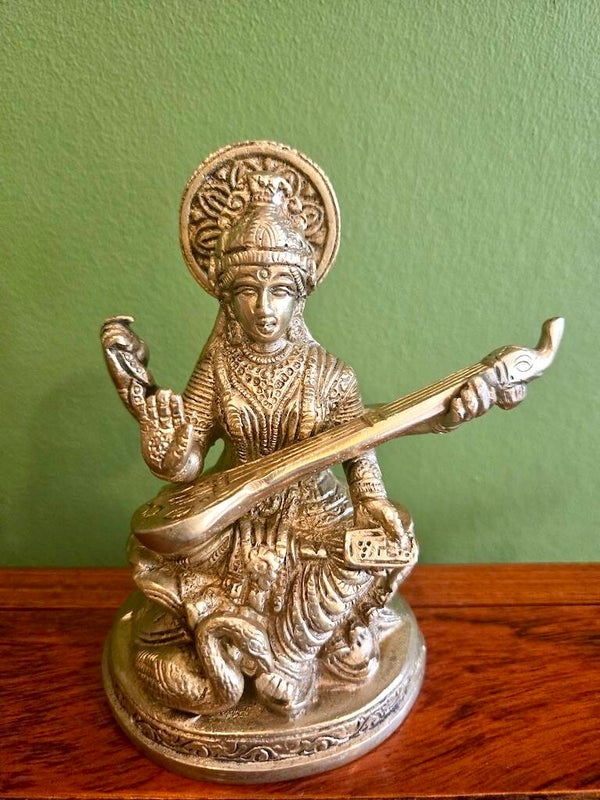 Sarasvati beeld messing 13 cm