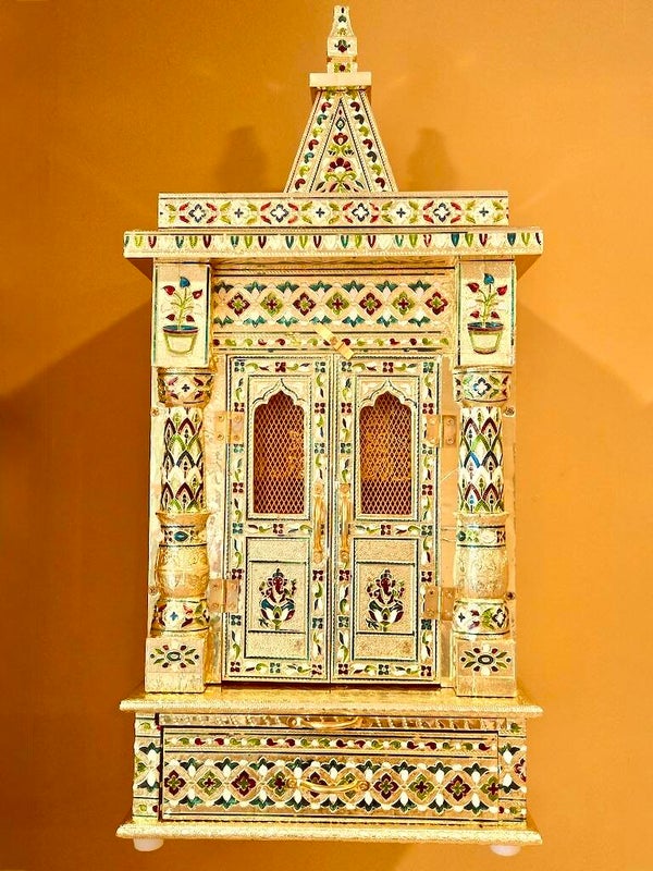 Mandir glans goud hout 68 cm