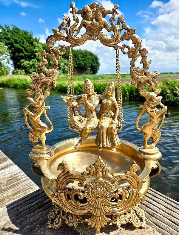 Radha Krishna beeld messing 51 cm