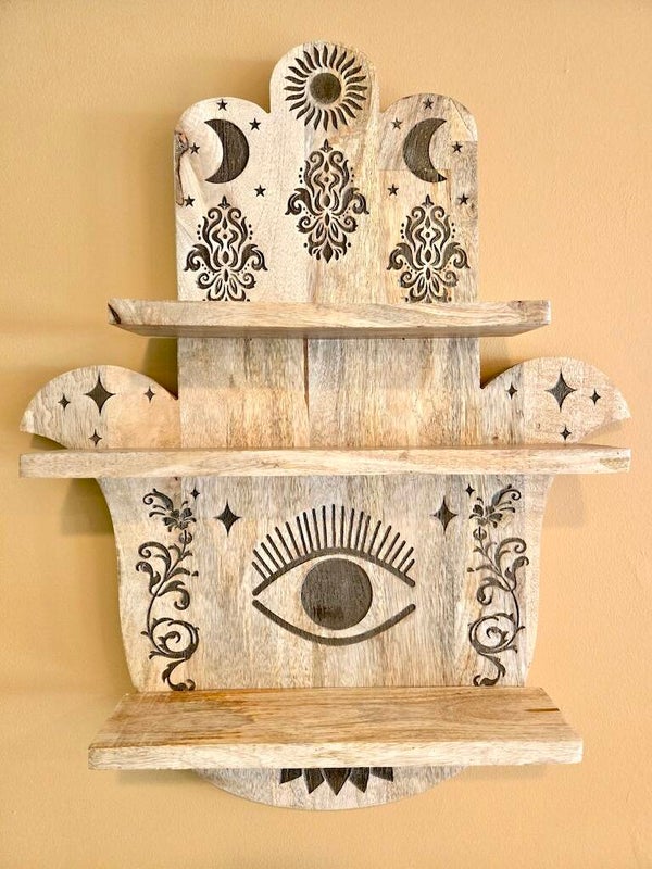 Hamsa wanddecoratie hout 60 cm