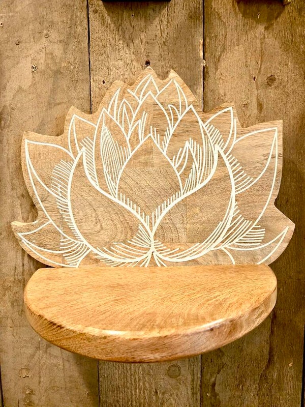 Lotus wandplank hout 38 cm