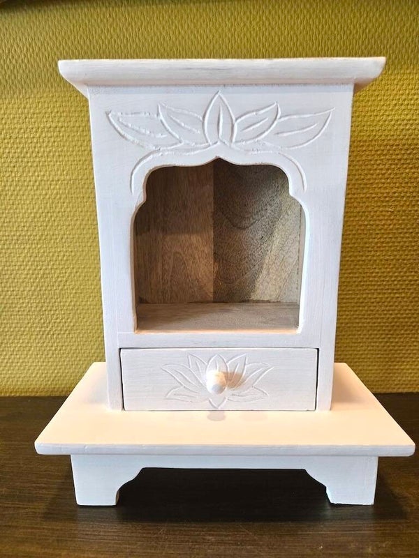 Indiaas huisaltaar 30 cm whitewash