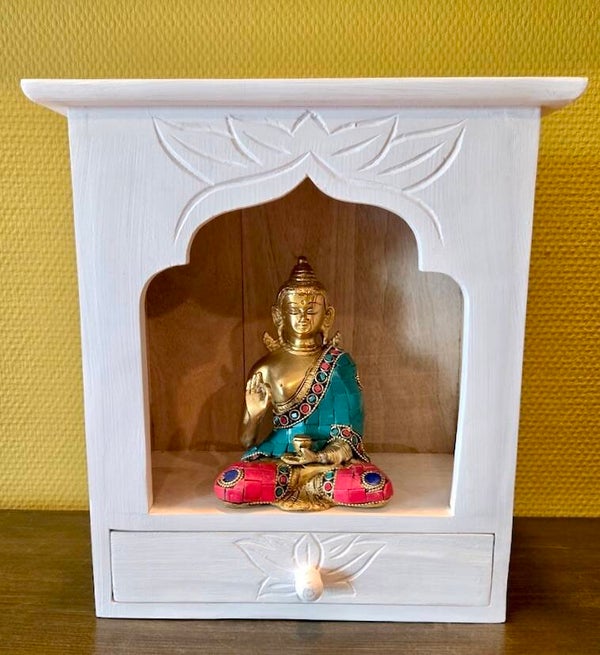 Indiaas huisaltaar set 30 cm whitewash