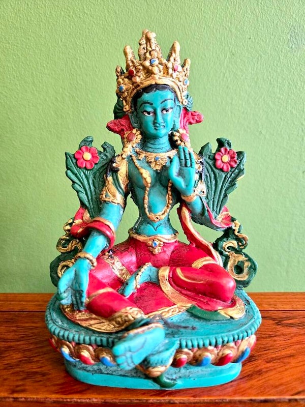 Groene Tara beeld resin 16 cm