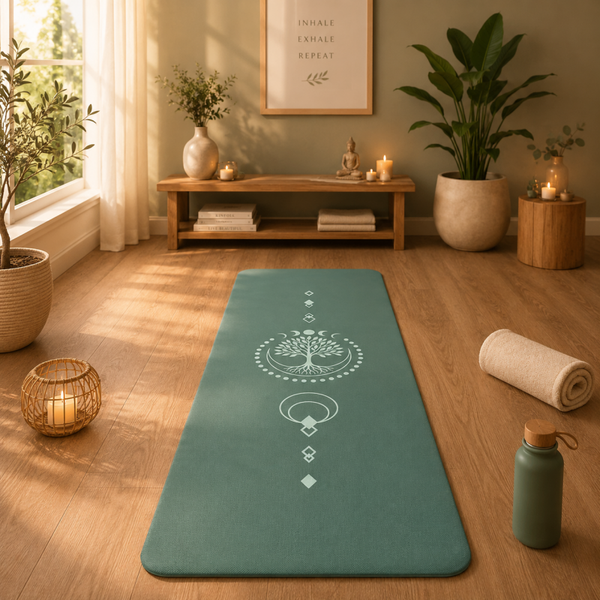 Yogamat groen premium levensboom