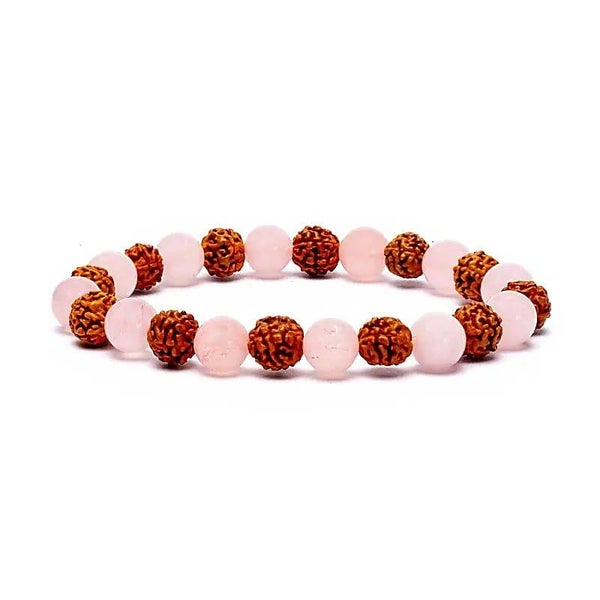Armband Rudraksha/Rozenkwarts