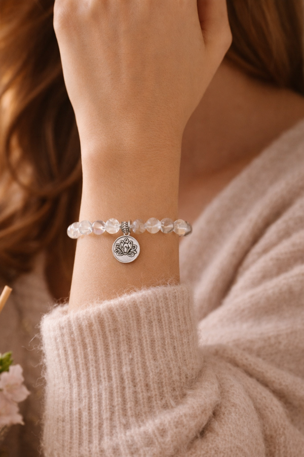 Armband Bergkristal & Lotus