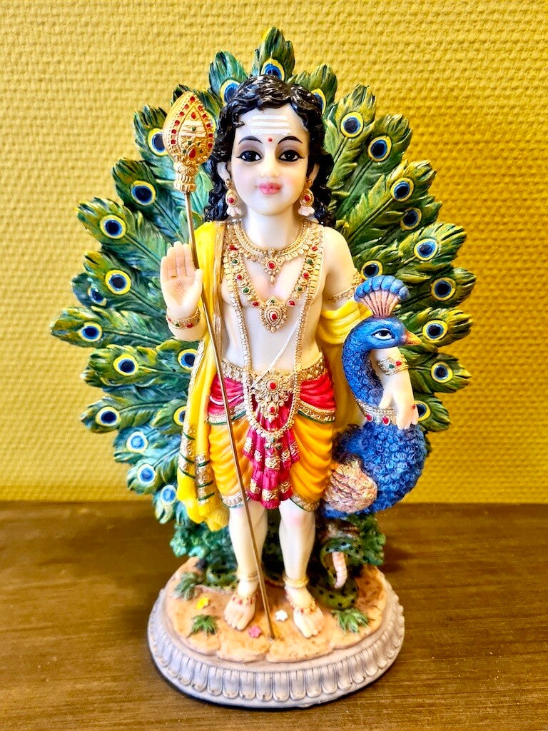 Kartikeya met pauw 29 cm