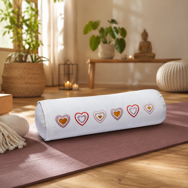 Bolster wit met harten 60 cm