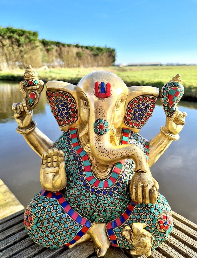 Ganesha brons stonework art 24 cm