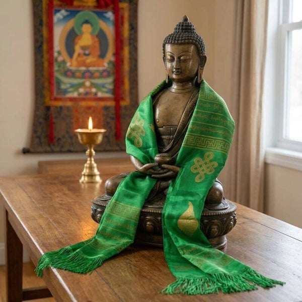 Tibetaanse katha sjaal groen