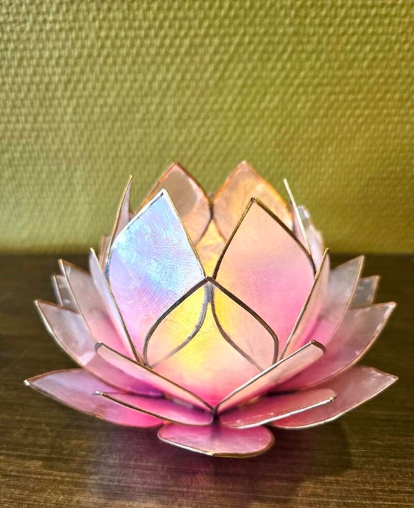 Lotus sfeerlicht naturel/roze XL 15 cm