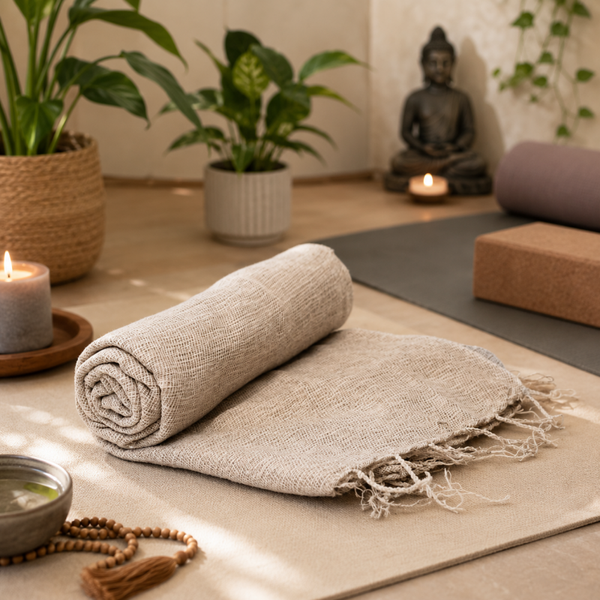 Meditatie of yoga omslagdoek beige