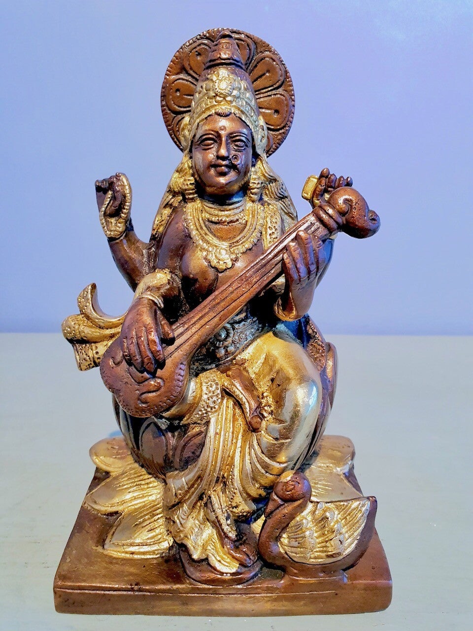 Sarasvati beeld brons 18,5 cm