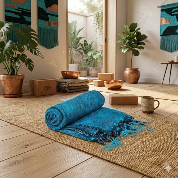 Meditatie of yoga omslagdoek blauw