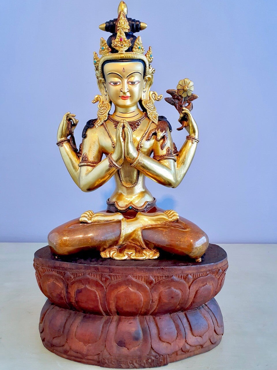 Chenrezig brons goldface 35 cm