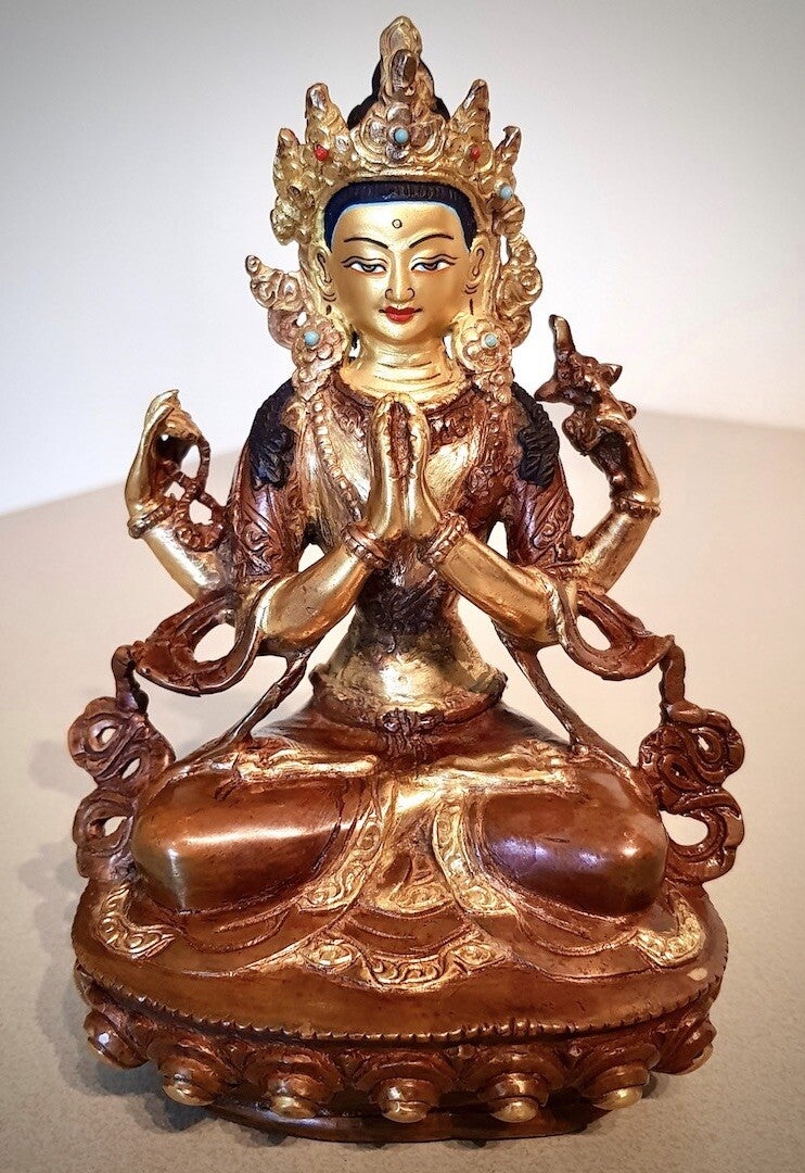 Chenrezig beeld goldface 14 cm