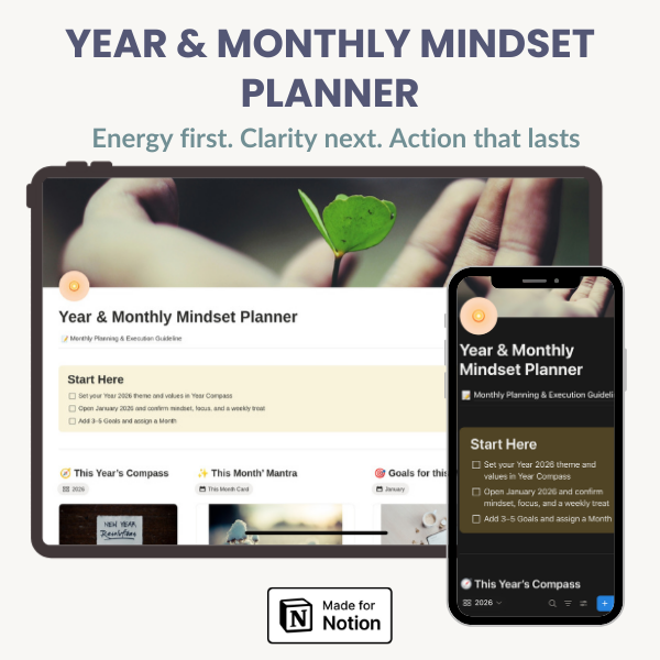 Year & Monthly Mindset Planner