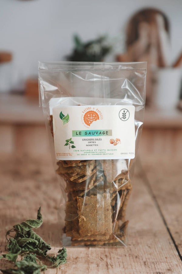 Le sauvage : crackers aux orties et noisettes