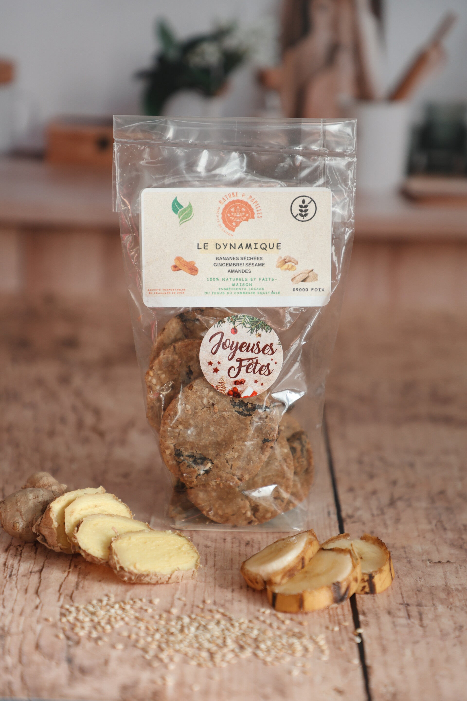 Le dynamique : banane ou raisins secs/gingembre/sésame