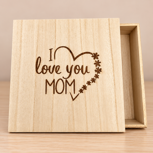 Houten opbergkistje – I Love You Mom