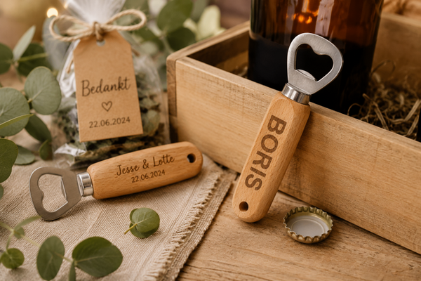 Gepersonaliseerde Houten Flesopener met Gravure