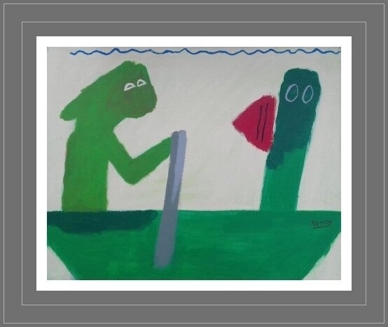 F. Christoph Schiermeyer Acryl Zwei in einem Boot