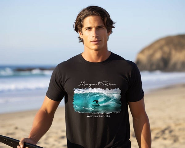 MEN'S BLACK TEE - MARGARET RIVER - DESIGN MT03