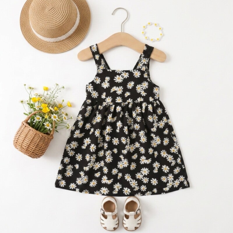 Toddler Girl Sleeveless Flower Print Dresses