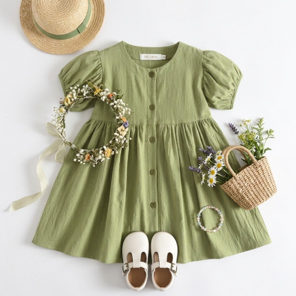 Toddler Girl Puff Short Sleeve Casual Summer Dress