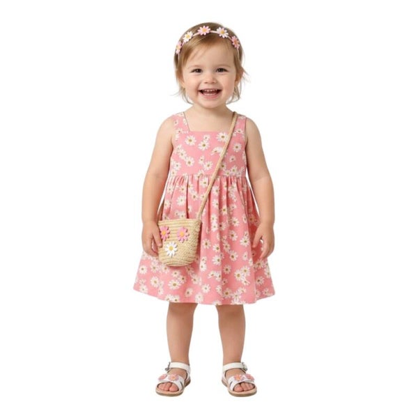 Toddler Girl Sleeveless Flower Print Dresses