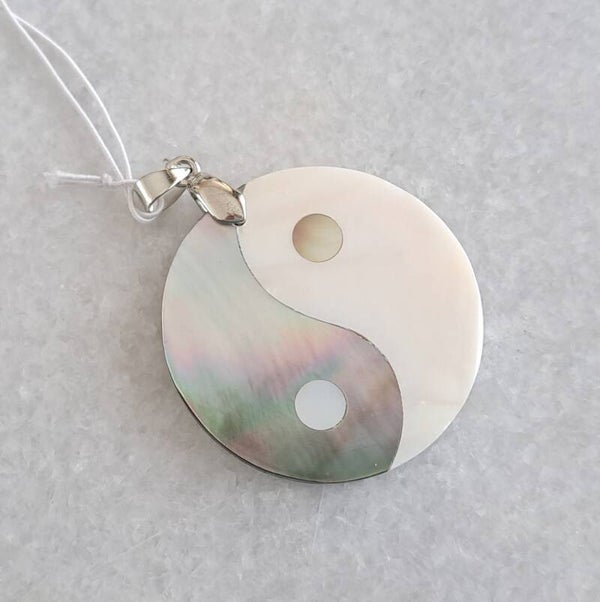 Yin & Yang hanger parelmoer (zilver oogje)
