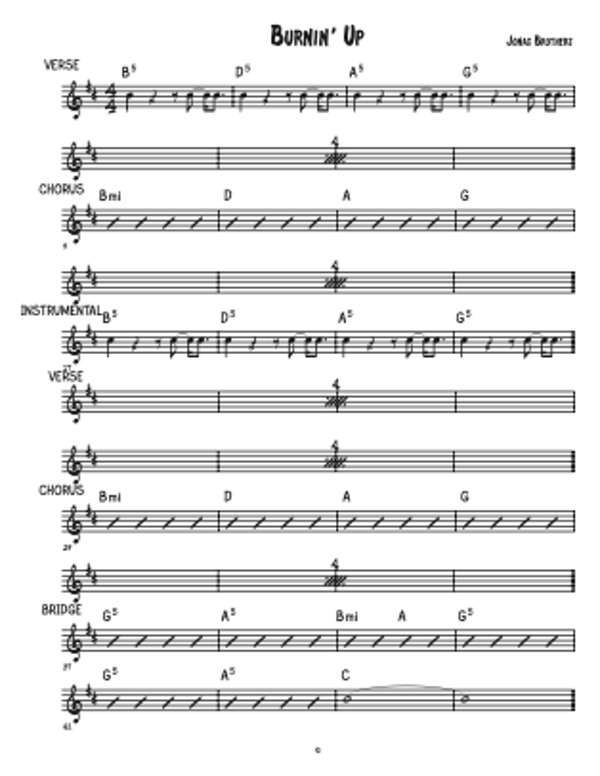 Burnin' Up - The Jonas Brothers - Lead Sheet - Sheet Music