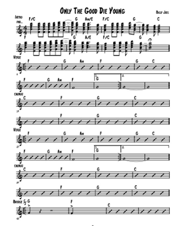 Only The Good Die Young - Billy Joel - Lead Sheet - Sheet Music