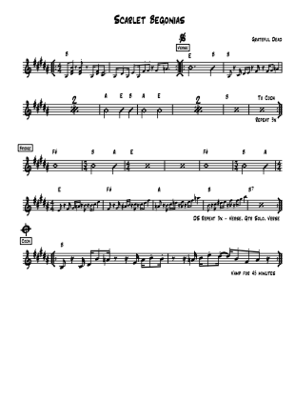 Scarlet Begonias - Grateful Dead - Lead Sheet - Sheet Music