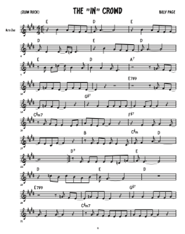 The "In" Crowd - Billy Page - Alto Sax - Sheet Music