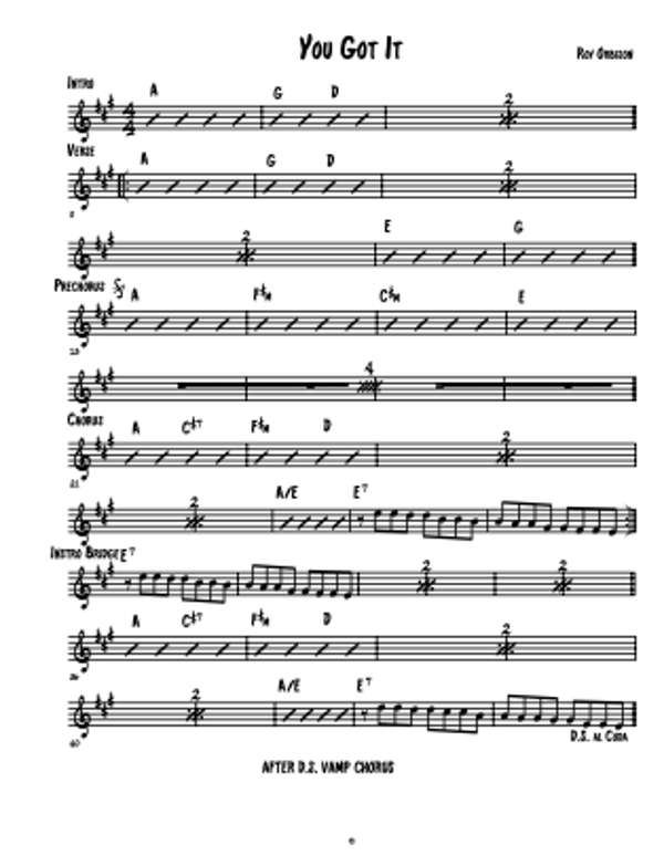 You Got It - Roy Orbison - Lead Sheet - Sheet Music