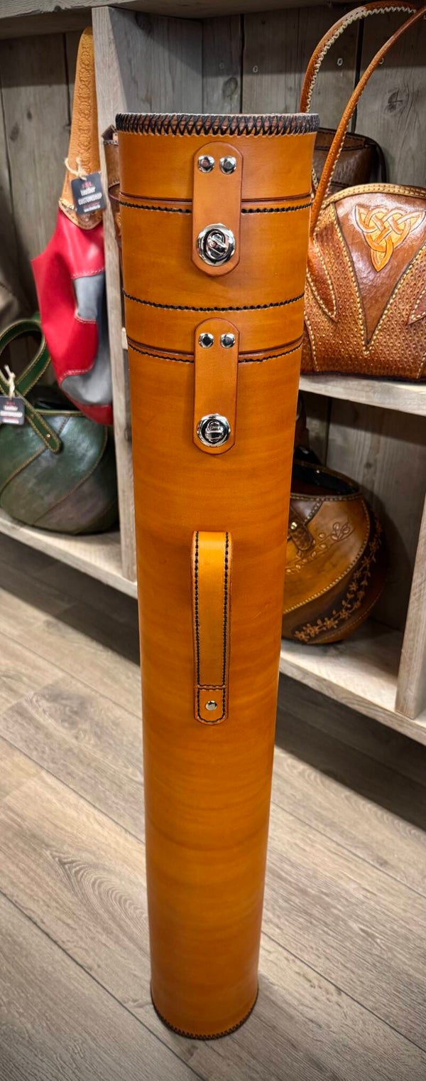 Biljartkoker dia.125 bruin tan, biljart op het deksel.