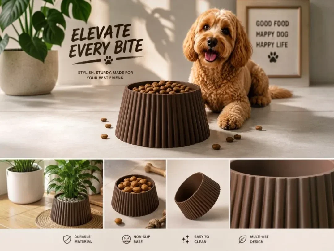 De Ribbed Pet Bowl