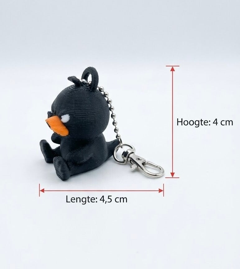 Fuzzy angry Duck sleutelhanger