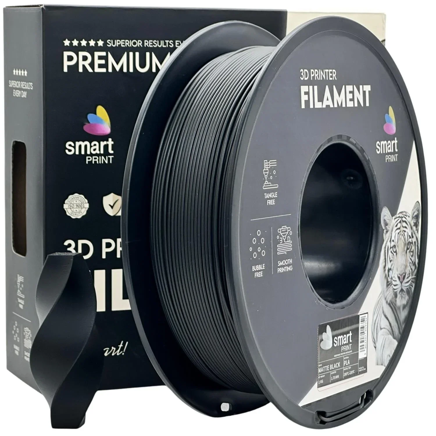 Smart PLA Matte 3D filament 1,75 mm Zwart Matte