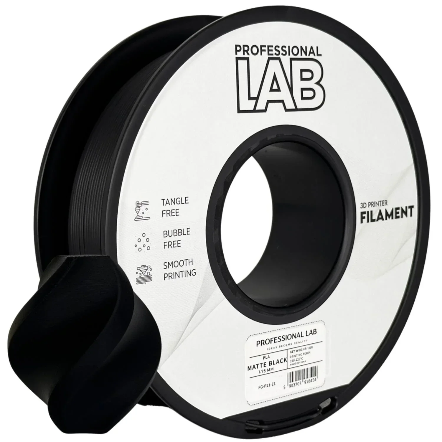 Professional PLA Matte 3D filament 1,75 mm Zwart Matte
