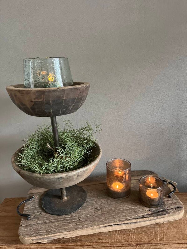 Railway wood dienblad ijzeren handvat