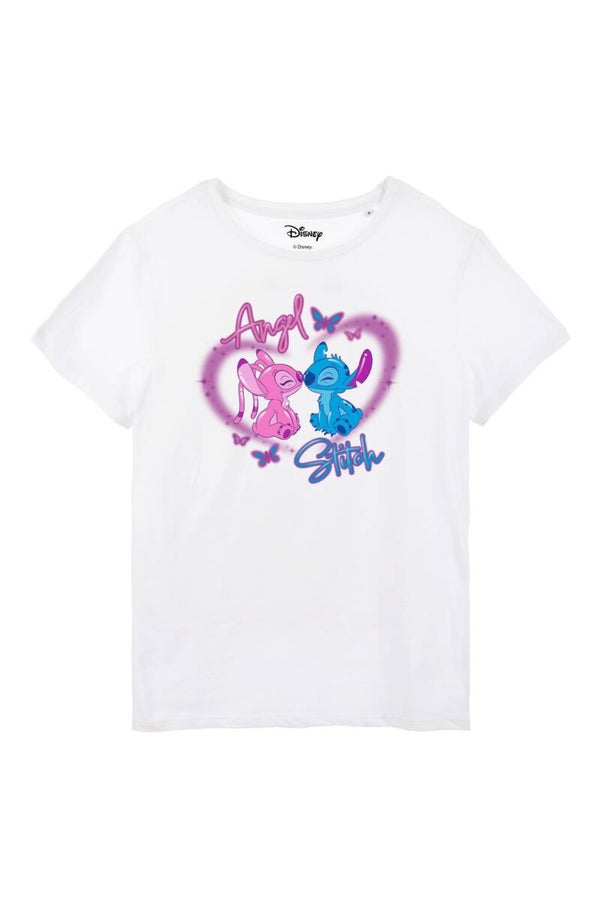 T-SHIRT  DISNEY - STITCH - ANGEL ET STITCH DANS COEUR