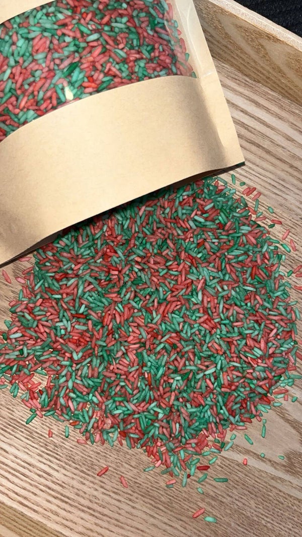 Speelrijst 500 gram - groen & rood