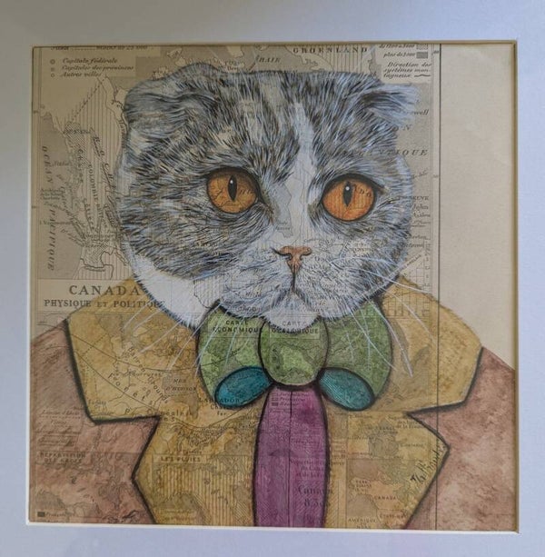 Chat au noeud papillon vert