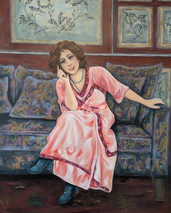 La femme à la robe rose.