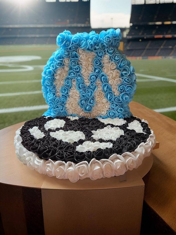 plaque funéraire ballon de foot OM