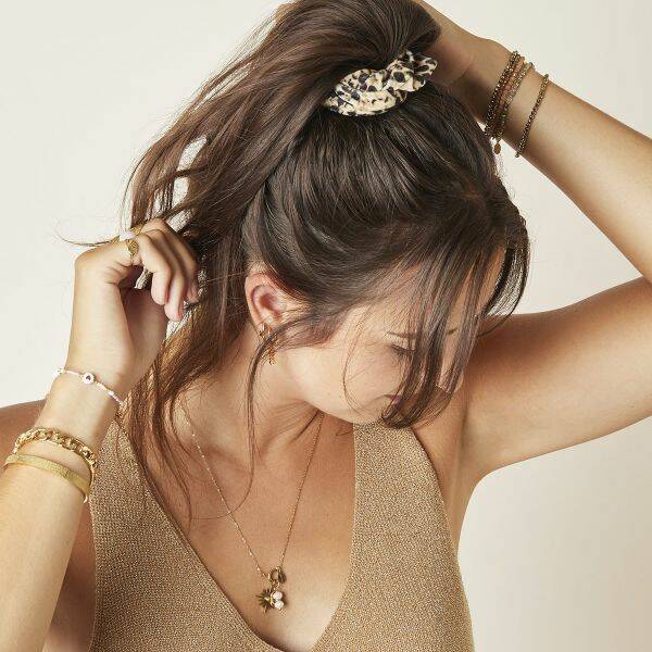 Scrunchie velvet snake beige